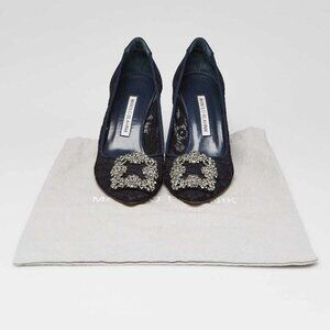 Manolo Blahnik Blue Lace Hangisi Pumps Size 5.5/36